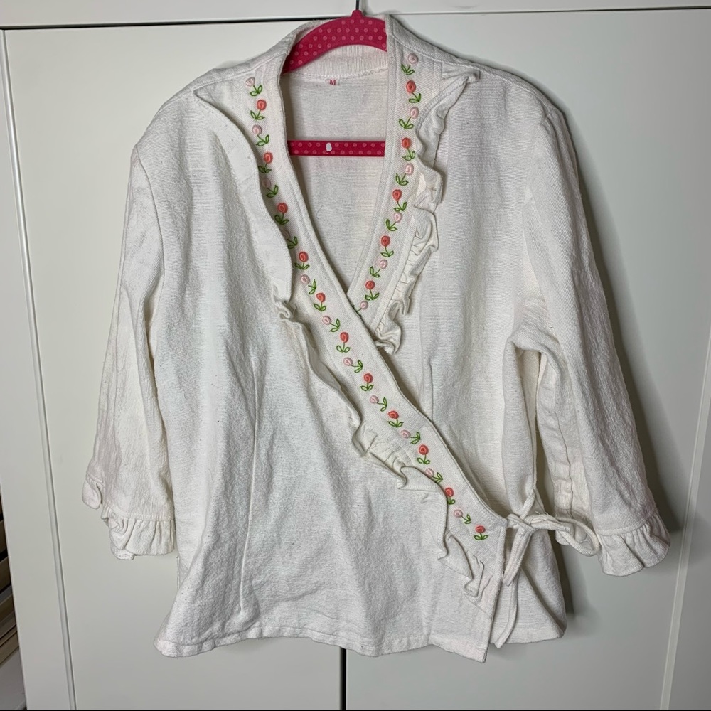 Darling Girl’s Floral Embroidered Kimono Style Wrap